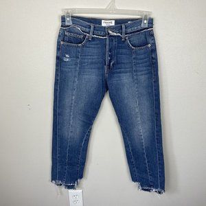 FRAME Le Original Wetherly Mix Distressed Denim Rigid Straight Leg Jeans Size 27